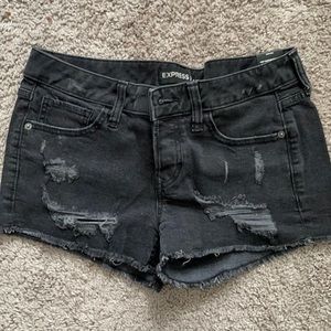 Express Low-Rise Black Denim Shorts
